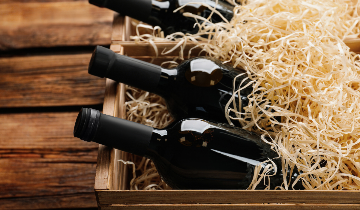 Wines being packaged into boxes 